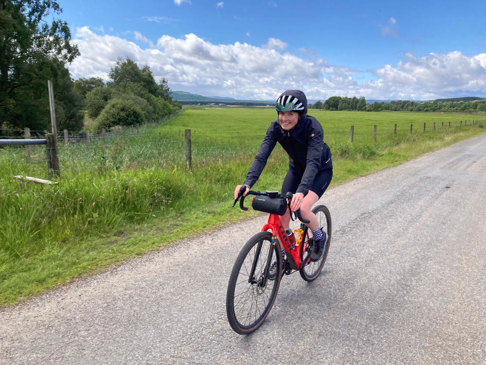 Aviemore resident Sally Devlin pictured riding her bike