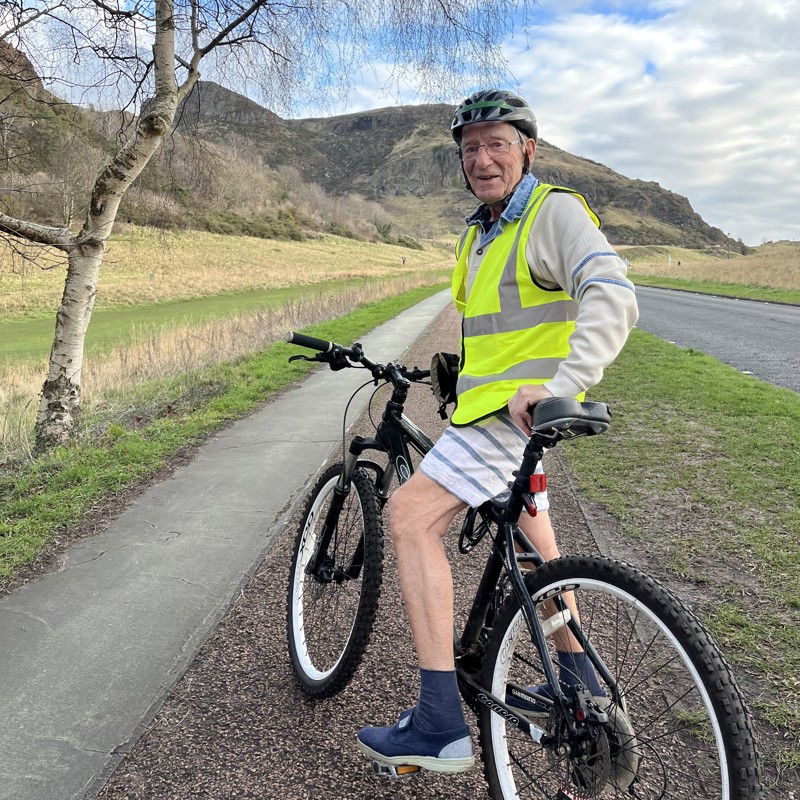 Michael, aged 89, pictured with his bike in Holyrood Park, Edinburgh