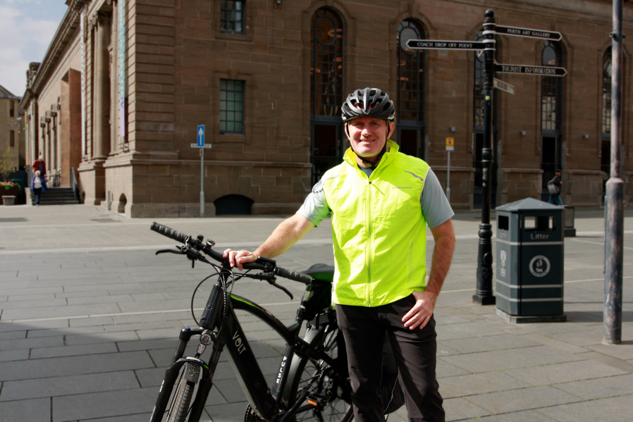 Bill Butterworth, pictured with his bike in the centre of Perth