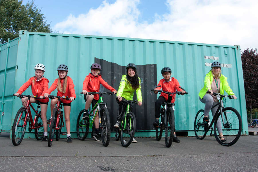Williamston staff and pupils on their bikes